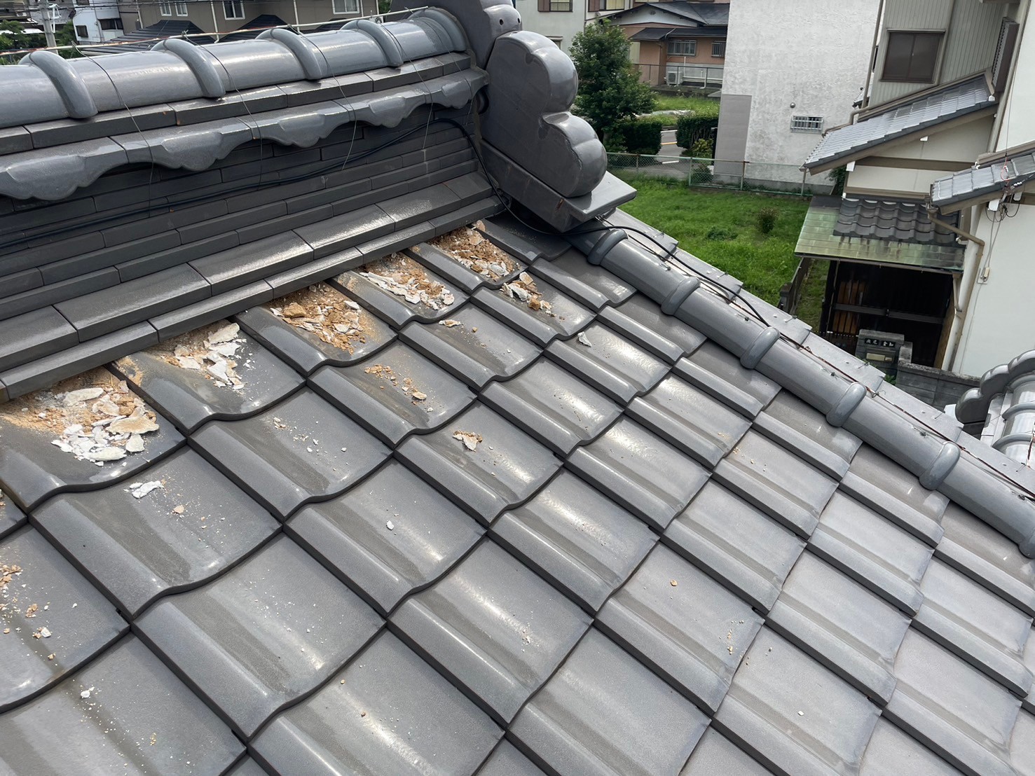 漆喰工事　施工中